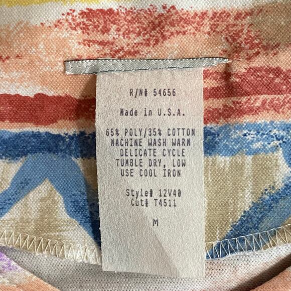 Vtg 80s 90s Two Potato Artsy A Line Midi Dress Womens M Sheer NOS Coastal Pastel - Picture 14 of 16